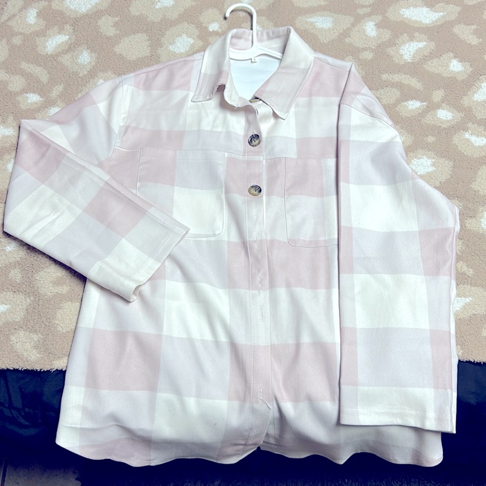 Pink and White plaid jacket